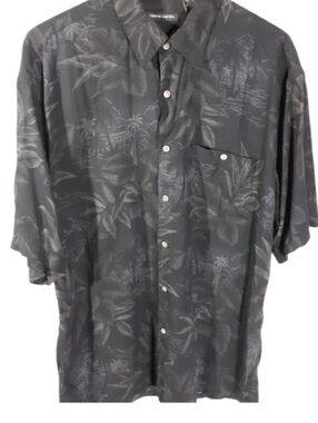 Pierre Cardin Black Hawaiian Shirt SZ L